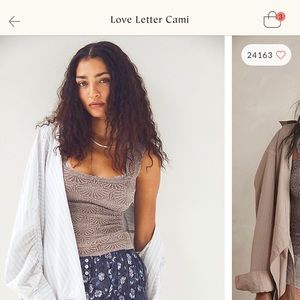 Free People Love Letter Cami; Dark Mushroom color. XS/S
